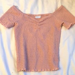 pink rib knit crop top
